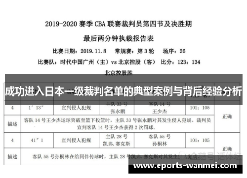 成功进入日本一级裁判名单的典型案例与背后经验分析